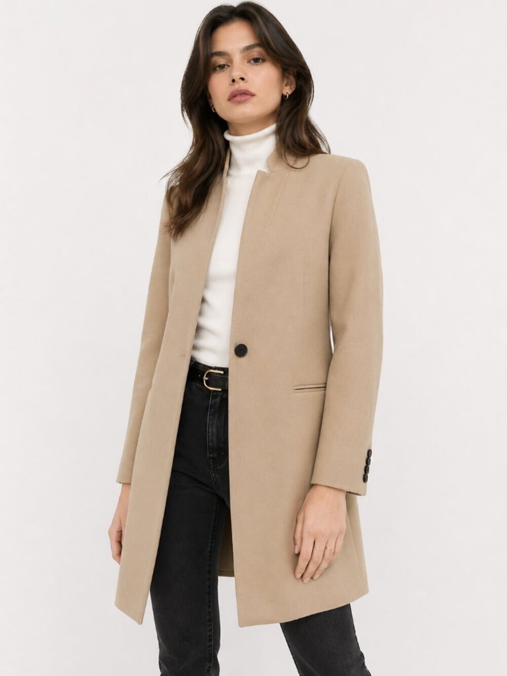 ALL SAINTS Lyla Wool Blend Coat Camel Tan 8
